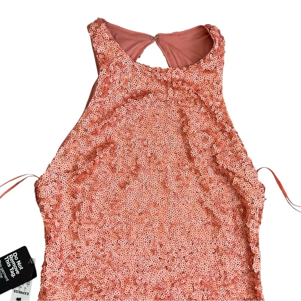 Coral Sequin Mini Dress - Picture 3 of 13